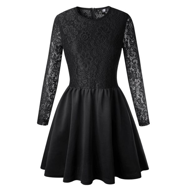 

black lace dress white 2018 spring summer new women long sleeve white red ball gown dress office lady dresses zipper back, White;black