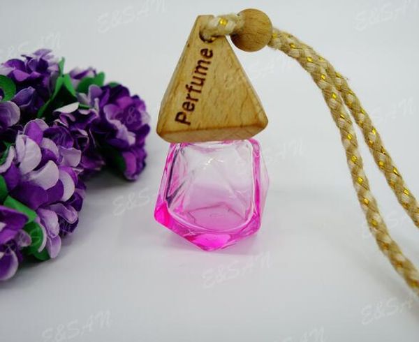 

8ml pray color triangle diamond car pendant perfume gla bottle fine car hanging empty bottle 100pc lot