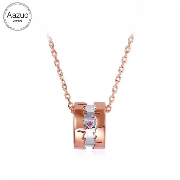 

aazuo 100% 18k rose gold natrual ruby classic moving cirlcle pendent necklace gifted for women wedding link chain au750, Silver