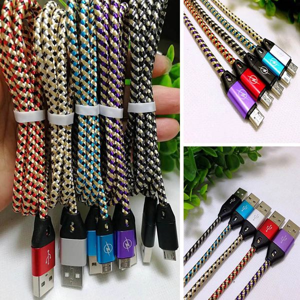 

2018 new arrival dhl micro usb charging cables 1m colorful braided cable for samsung smart mobile phone