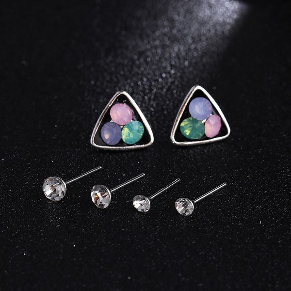 

девушки красивая мода ювелирные изделия сочетание 3 пары набор серьги оптовая горный хрусталь кулон, Golden;silver