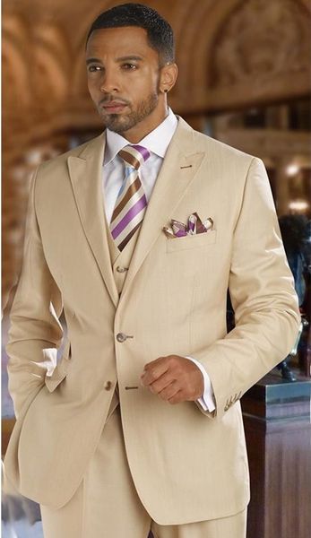 

handsome groomsmen peak lapel groom tuxedos light brown men suits wedding/prom man blazer/bridegroom(jacket+pants+vest+tie)m718, Black;gray