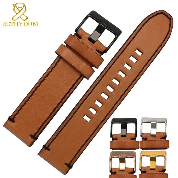 

genuine leather bracelet mens watchband 22mm 26mm watch strap wristwatches band for dz4283 dz4305 dz4318, Black;brown