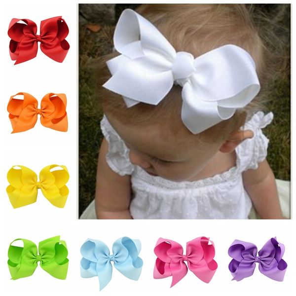 

20pcs/lot 6 inch large ribbon bow hairpin girl bow with clip kid hair clip boutique hair accessories turban 20 colors