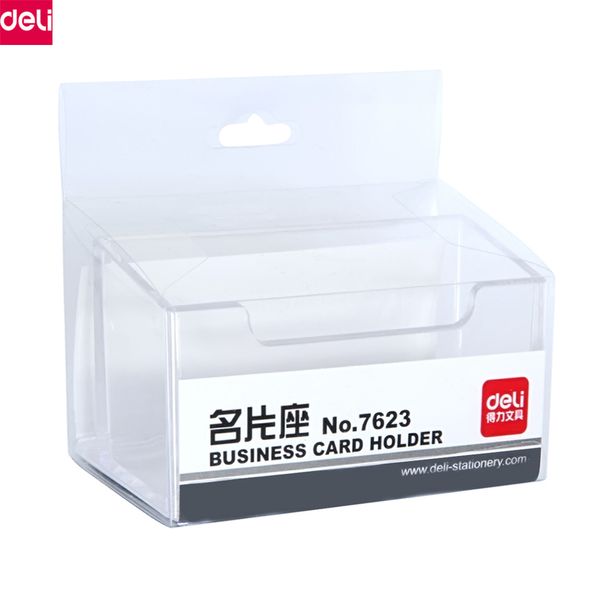 

deli name card holder big capacity transparent plastic material storage box office school dest set supplies