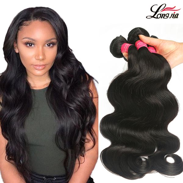 

дешевые бразильские волосы волны тела 100% необработанные бразильские виргинские человеческие волосы weave 3/4 пучков бразильские наращивани, Black