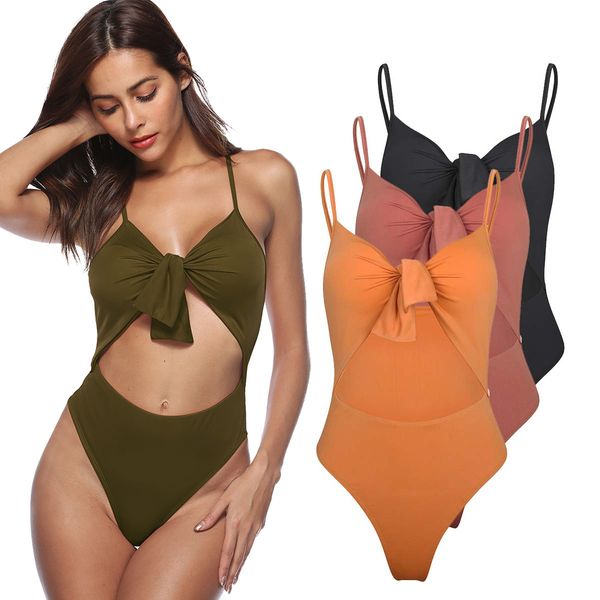 

biquini 2019 vintage striated thong bikini set strappy bandage swimwear for women one-piece swimming suit bathing suit beachwear am143, White;black