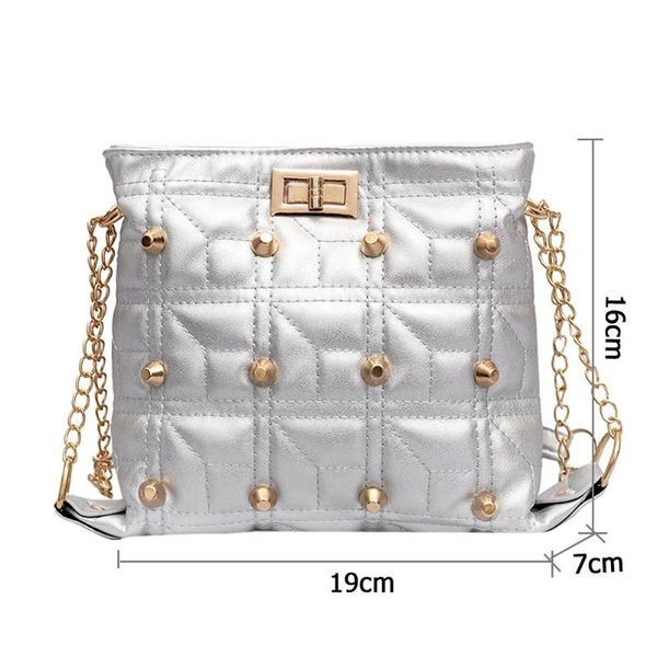 

fashion women punk rivet chain shoulder bags pu leather casual messenger crossbody bag for girls females clutches