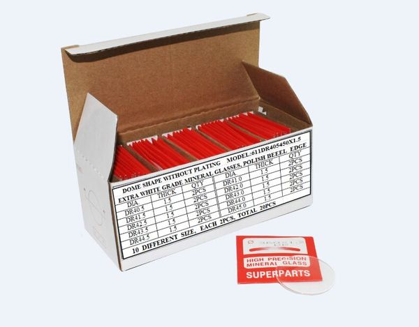 

20pcs 1.5mm thick polished dome round mineral watch glass set select sizes