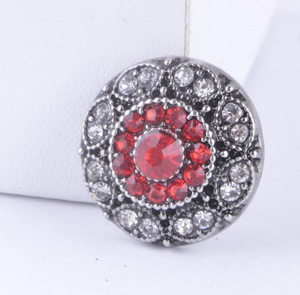 

10pcs snap button metal red with white crystal snaps fit 18mm button snap bracelet jewelry, Bronze;silver