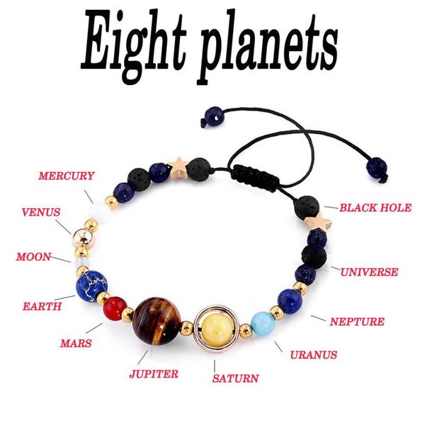 

solar system eight planetary bracelets natural stone bead bracelet jewelry gifts delicate beautiful accessories women bracelets, Golden;silver
