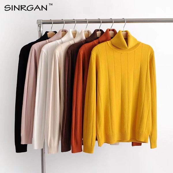 

sinrgan 2018 new autumn winter women knitted sweaters pullovers long sleeve turtleneck solid casual womens sweater clothing top, White;black