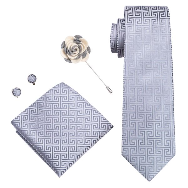 

mens tie light gray pattern woven with handkerchief cuffs luxury corsage wedding dress fashion 2018 new products ldnx0025, Black;blue