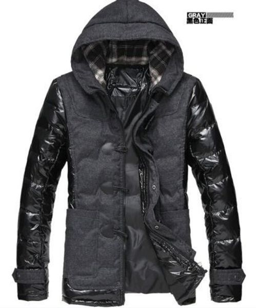 

new men's fashion hooded padded jacket thick cotton winter warm coat windbreaker black color horn button