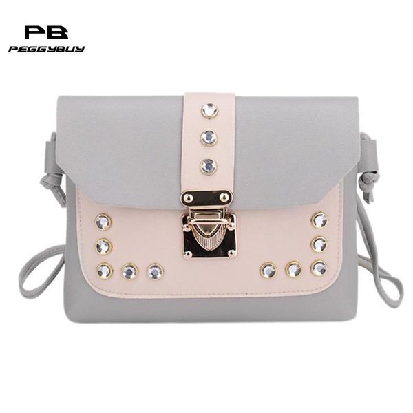 

women fashion shoulder crossbody handbags teen girls pu leather rivets small messenger bags female travel clutch bag totes packs