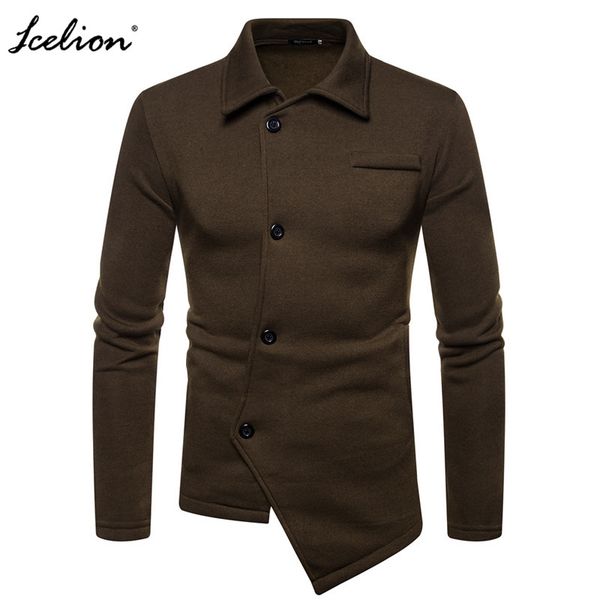 

icelion 2018 slim fit casual jacket men cotton turn-down collar clothes man fashion solid men's windbreaker jaqueta masculina, Black;brown