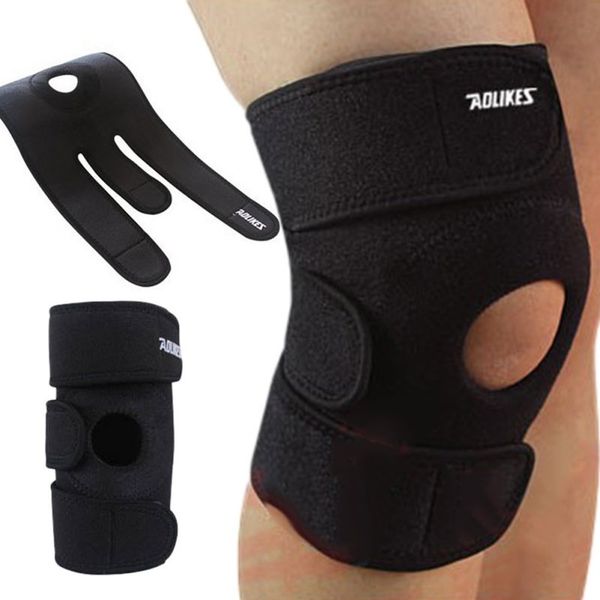 

2018 1pc adjustable sports training elastic knee support brace kneepad patella knee pads hole kneepad safety guard strap, Black;gray