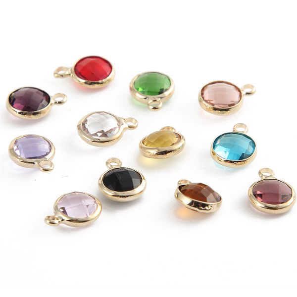 

new design 20pcs 8mm gold color crystal birthstones pendant charms for jewelry making diy accessories, Black