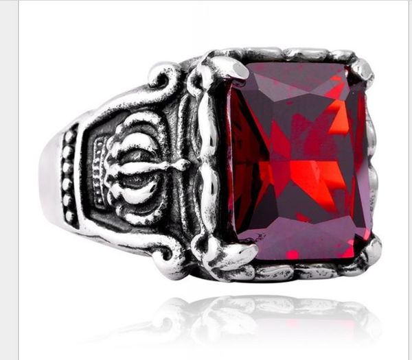 

european and american antique aristocratic hand decorated men's titanium steel rings with zircon rings, Silver