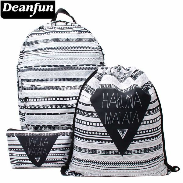

deanfun 3pcs /set backpack 3d printing hakuna matata striped fashion multifunctional schoolbags