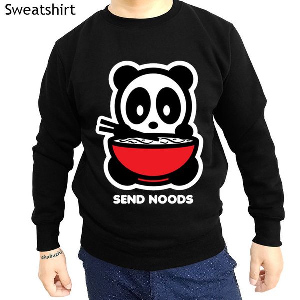 

new brand winter men hoodies cotton man sweatshirt panda send noods bambu brand ie asian ramen for male euro size, Black