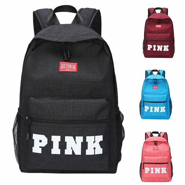 

fashion pink letter backpacks large capacity mens womens travel backpack oxford fabric outdoor sports bags student for school bag