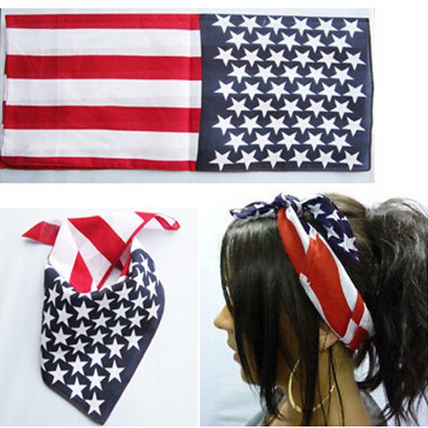 

style new fashion usa flag bandana america stars women hair band head band bandana scarf, Silver