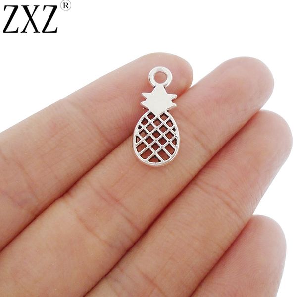 

zxz 20pcs antique silver tone pineapple charms pendants double sided for necklace bracelet diy jewelry making findings 21x9mm, Bronze;silver