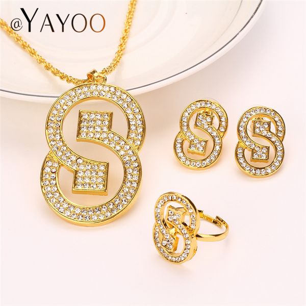 

iffurmon nigerian wedding african beads jewelry set gold color necklaces for women party imitation crystal jewellery accessories, Slivery;golden