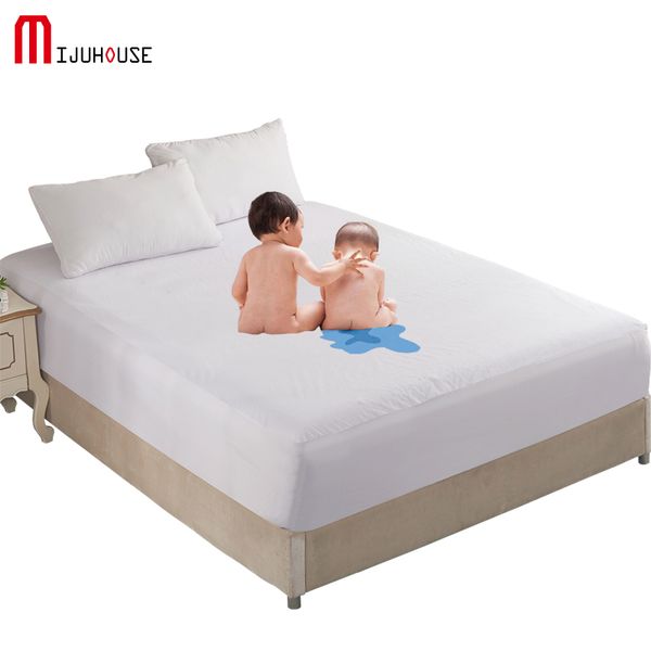 

cotton fitted sheet solid color mattress protector with elastic white waterproof mattress cover pad baby bed sheet protection