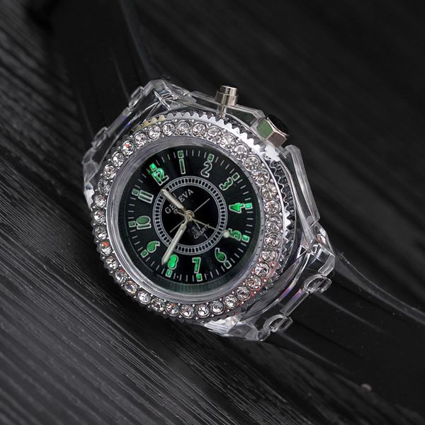 

silicone led luminous fashion ladies outdoor watch women's men colorful sports wristwatches men watch clocks relogios masculino, Slivery;brown