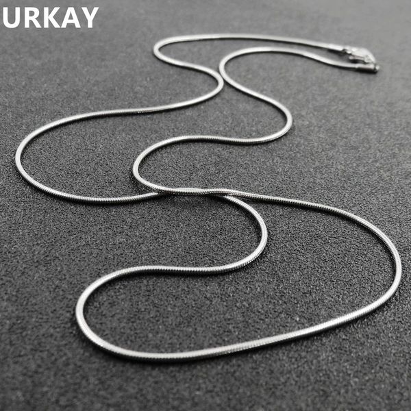 

whole saleurkay jewelry 45cm 1.2mm 3colors stainless steel round snake chain necklace for women, fashion gift jewelry, Silver