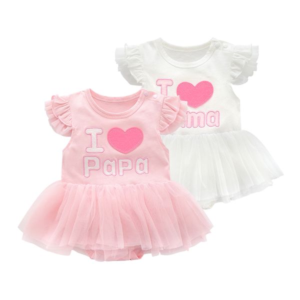 

ruffles summer newborn baby girl dress i love mama & papa cotton party cute kids dresses embroidery girls clothing, Red;yellow