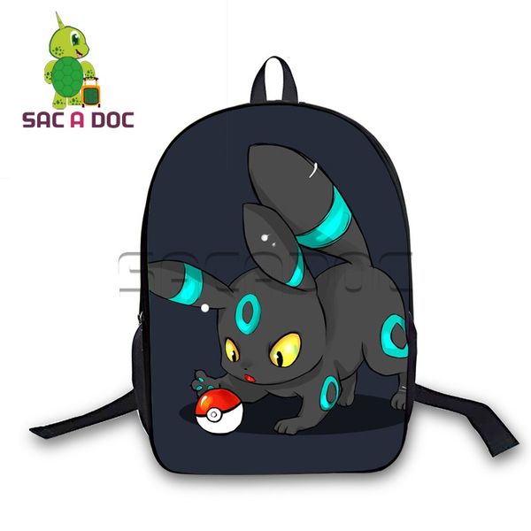 

16-дюймовый рюкзак Мальчики ранцы Chibi Umbreon Eevee Рюкзак для тинейджеров Студенты Ежед