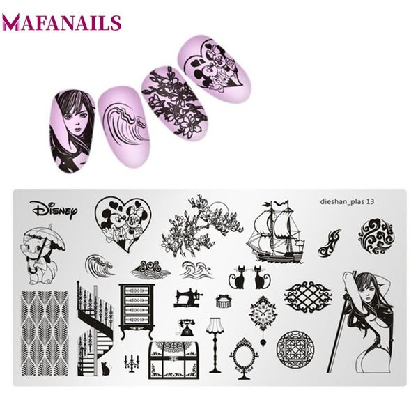 

1pcs nail stamping plates 24 designs heart girl series manicure stamping template image plates for diy nail decoration dieshan13, White