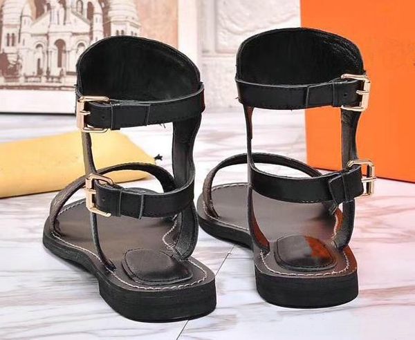 

caution branded women print leather nomad sandal designer leather outsole perfect flat canvas plain sandal size35-42, Black