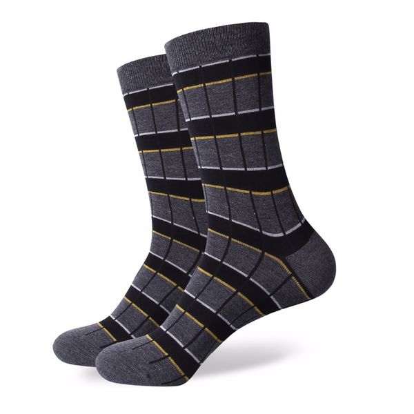 

Polyester Match -Up Men Business Cotton Stripe Plaid Socks Cool Casual Dress Socks Wedding Gift Socks (5 Pairs /Lot ) Standard
