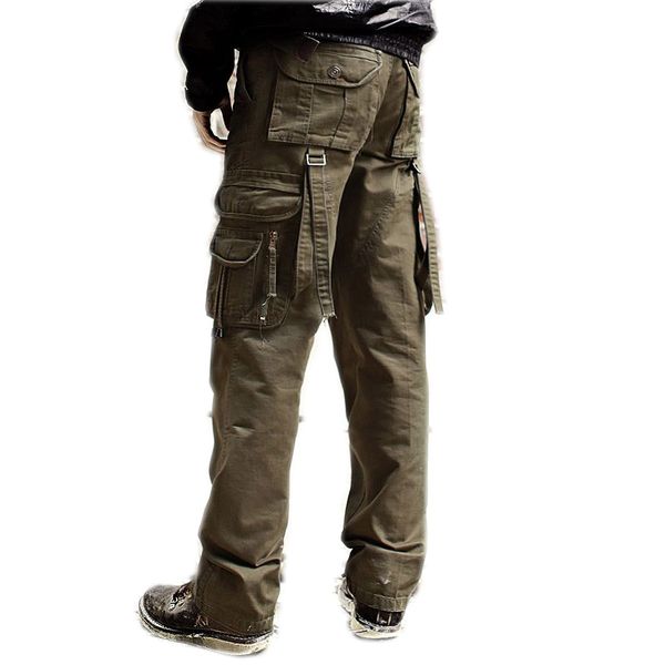 

male cargo pant men's cotton coveralls man workwear leisure trousers men's pants overalls breeches, Black