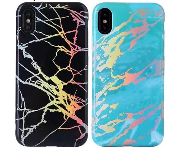 

new electroplating bling chrome marble stone soft tpu phone case for iphone 6s plus 7 7plus 8 8plus x imd glossy full cover case