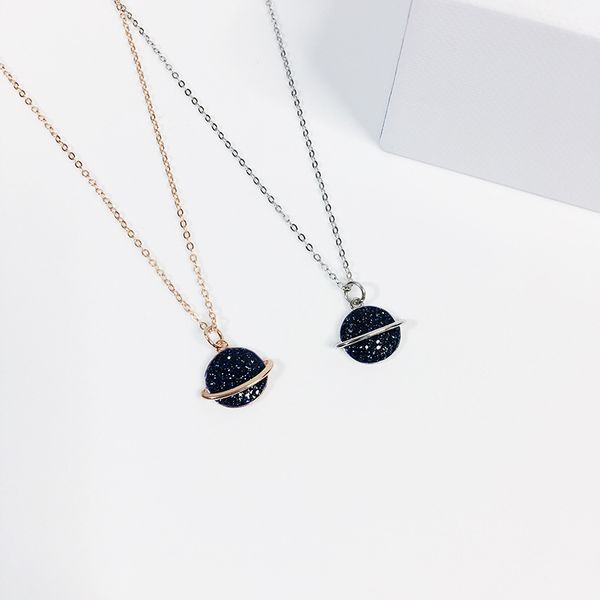 Wholesale 925 Sterling Silver New Solar System Planet Pendant Necklaces Dome Ball Galaxy Necklace Unique Long Chain Jewelry Diamond Pendant Necklace