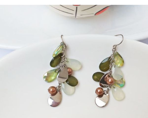 

fashion jewelry beads dangle earrings women's earrings, Silver