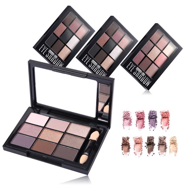 

lady eye shadow cosmetic matte eyeshadow cream makeup palette shimmer set 9 color+brush set paleta de sombra sombras de ojos hot