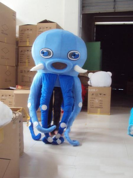 2018 Venda de fábrica de Desconto Tamanho Adulto Octopus Blue Mascot Costume Sea Creatures Octopus Mascotte Outfit Suit Fancy Dress Frete Grátis