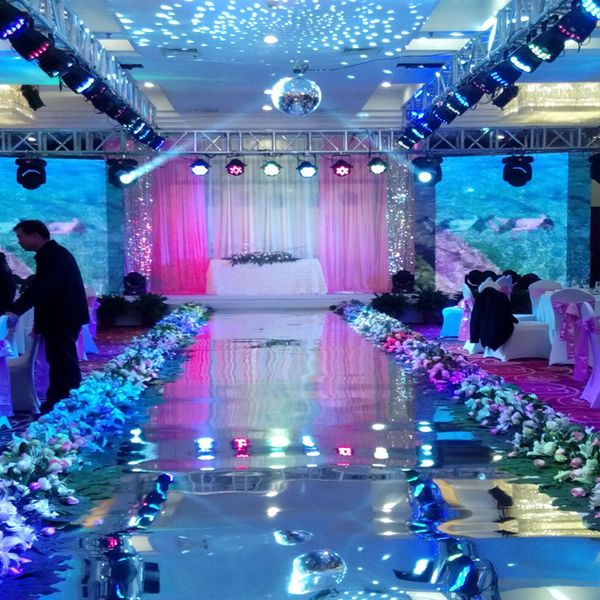 

dhl 2018 new 15 meters wedding decoration wedding mirror carpet t stage 1m wide gold silver two colors wedding decoration mirror carpet