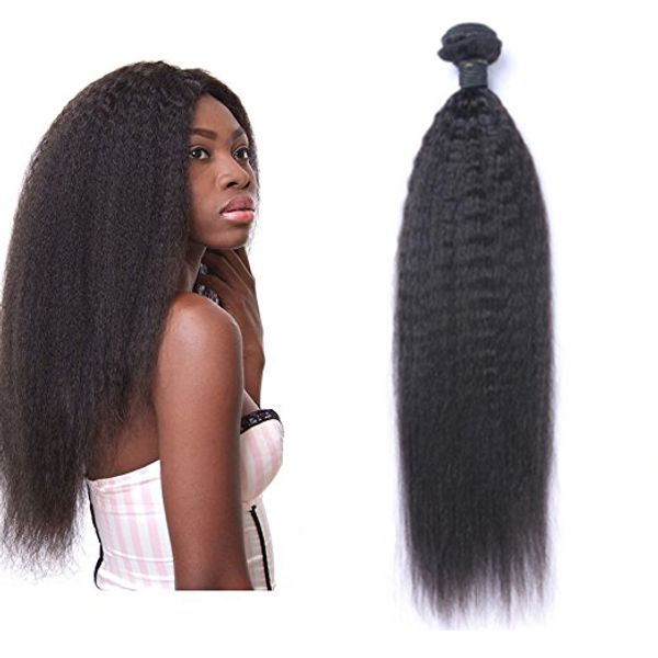 

indian virgin human hair kinky straight unprocessed remy hair weaves double wefts 100g/bundle hair wefts, Black