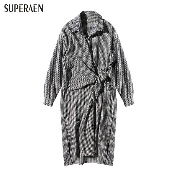 

superaen 2018 new korean style women dress cotton fashion casual wild ladies dress spring loose long sleeve women, White;black