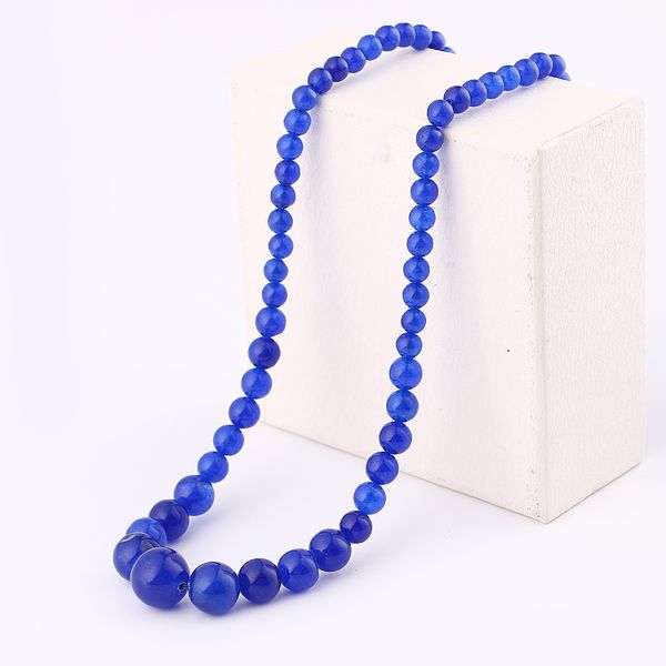 

artilady blue color natural crystal stone pendant necklace fashion for women jade bead chain jewelry power necklace dropshipping, Silver