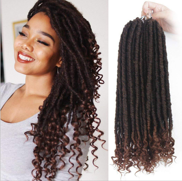 

faux locs crochet braids 18 inch soft natural kanekalon synthetic hair extension goddess locks for fashion woman, Black