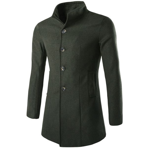 

woweile winter mens fashion trench lapel long coat warm thicken jacket peacoat long overcoat, Tan;black