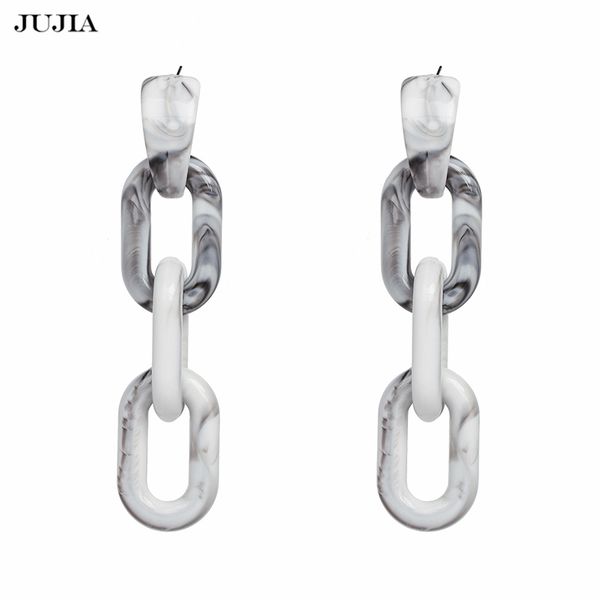 

jujia special design statement earrings for women long acrylic resin drop dangle earring fashion jewelry, Silver